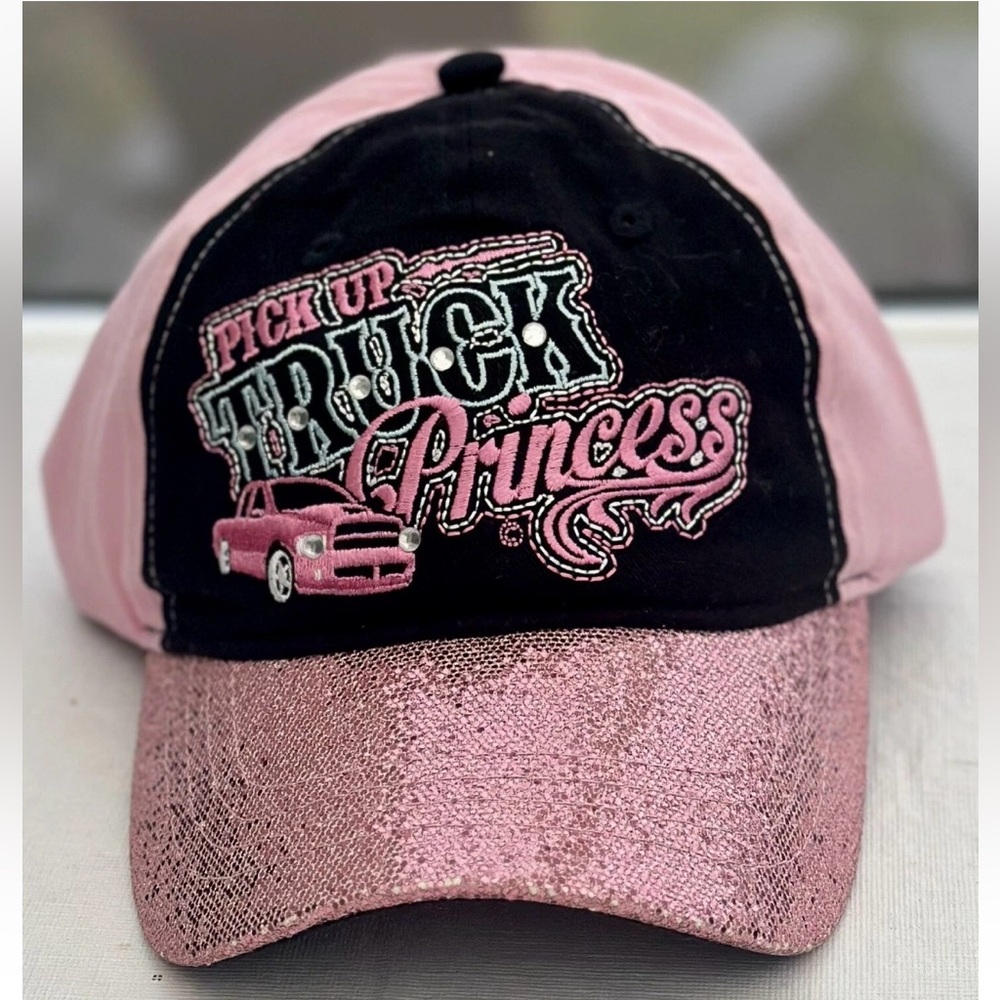 Pink and Black Pickup Truck Princess Shiny BaseBall Cap Hat
